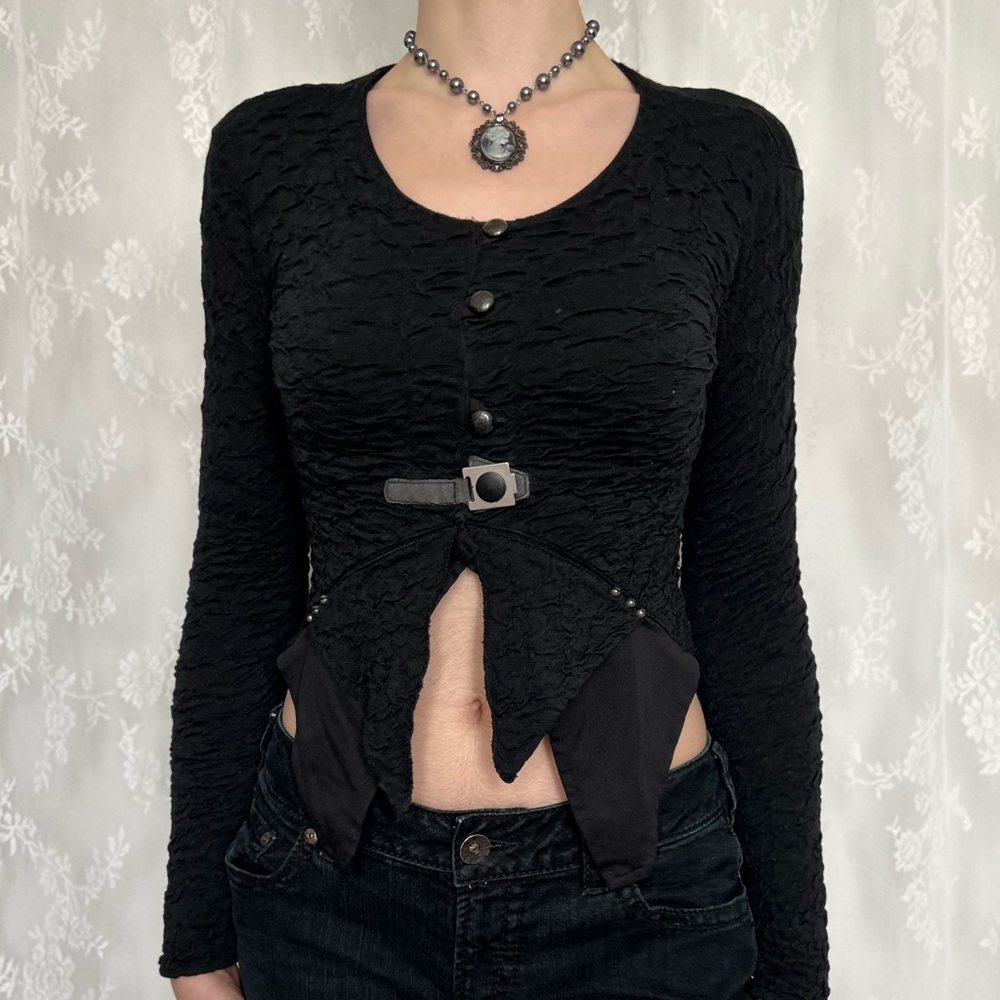 Vampy Whimsygoth Asymmetrical Black Blouse